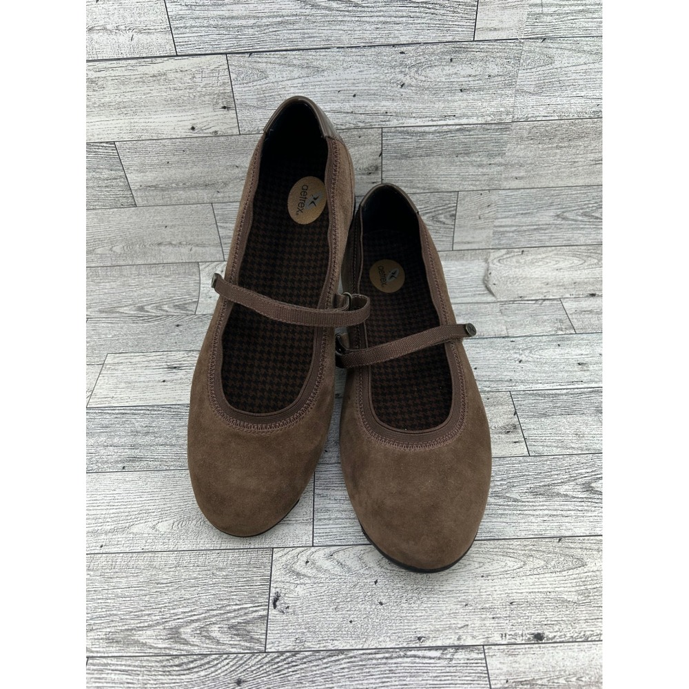Aetrex Caroline‎ EE31W Brown Suede Mary Jane Comfort Shoes Women 10 Med Orthotic